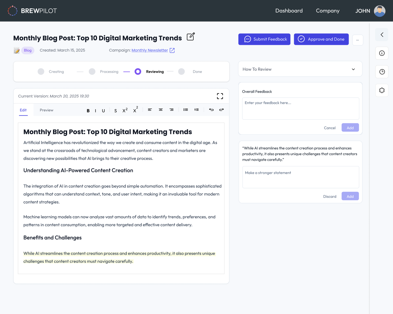 Brand Voice Analysis Screenshot